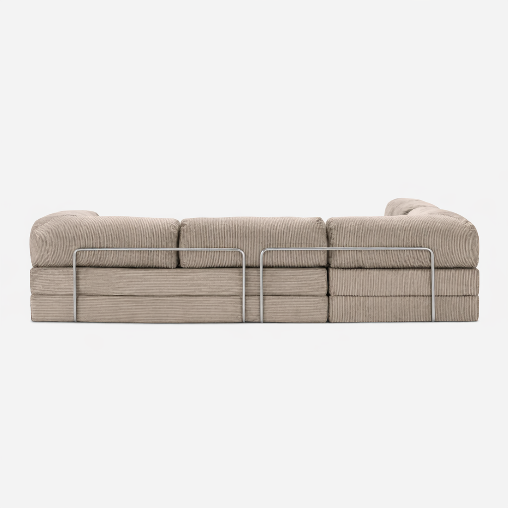 Canapé d'angle modulable velours côtelé 300X200 beige sable