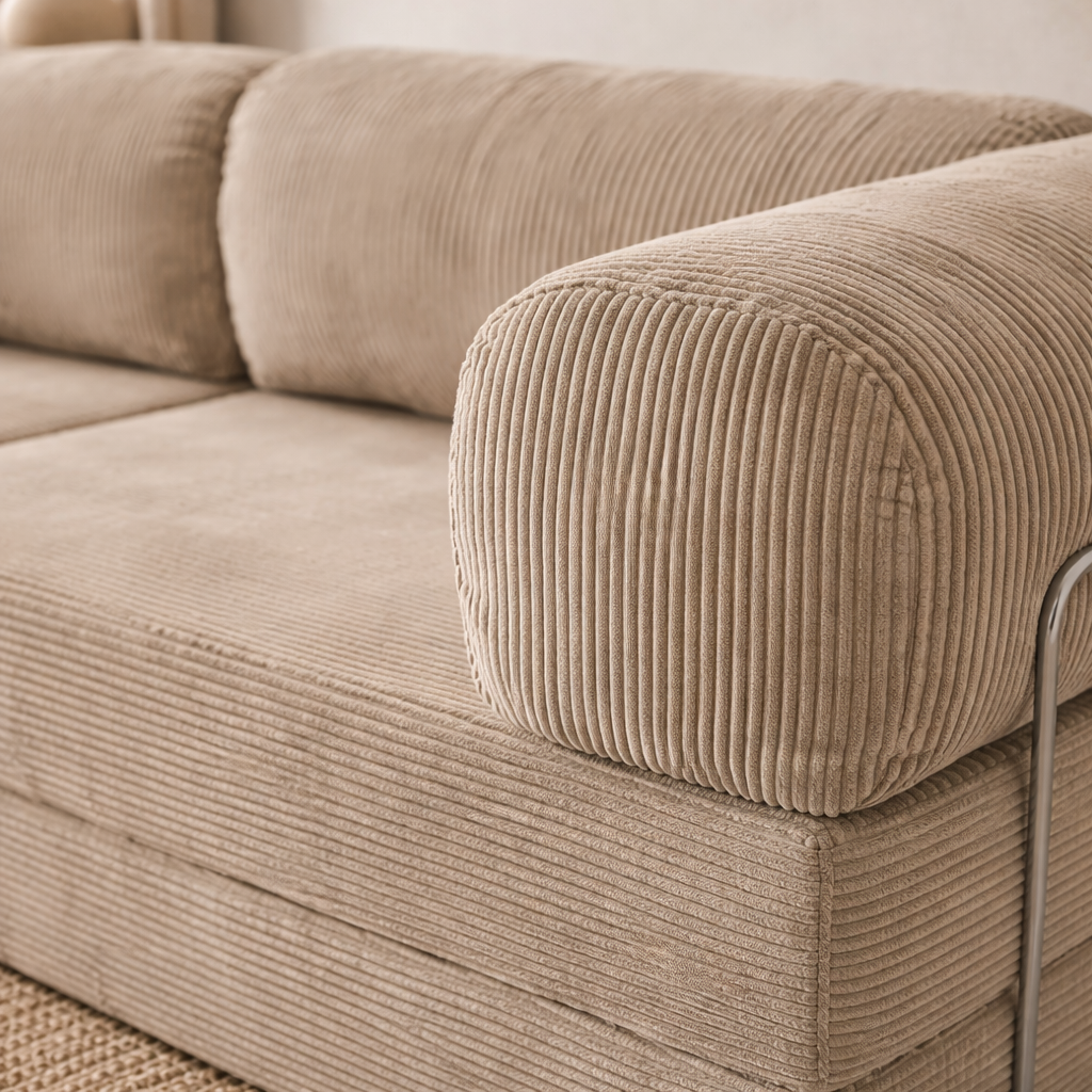 Canapé modulable velours côtelé 200X100 beige sable
