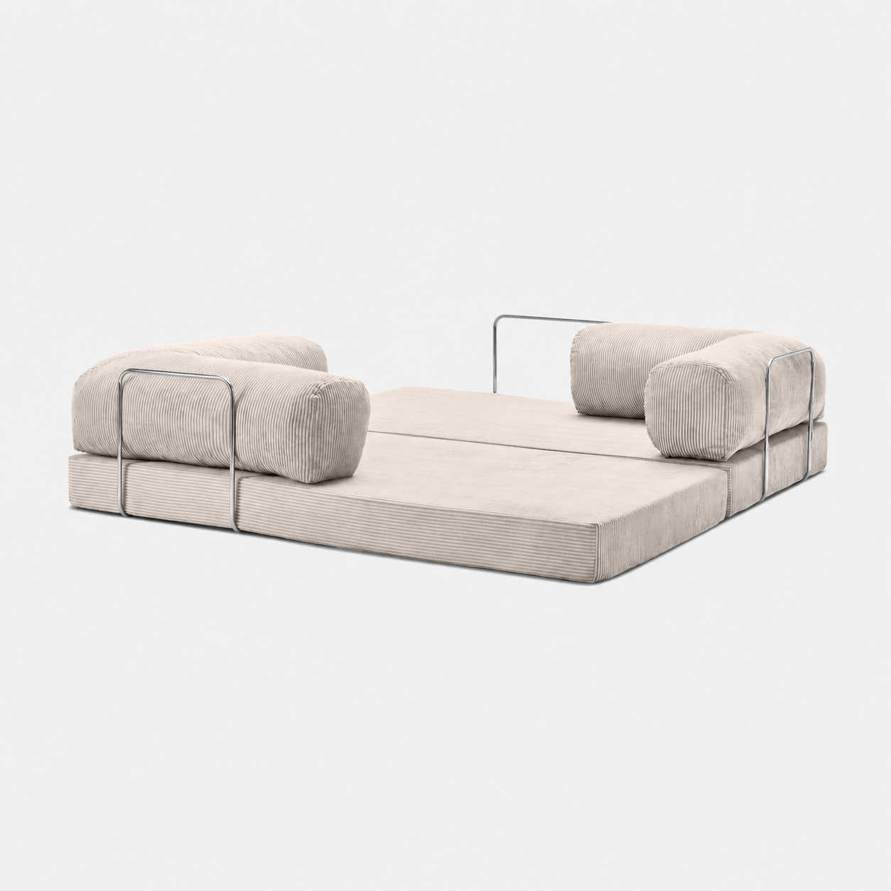 Canapé modulable velours côtelé 200X100 blanc givre