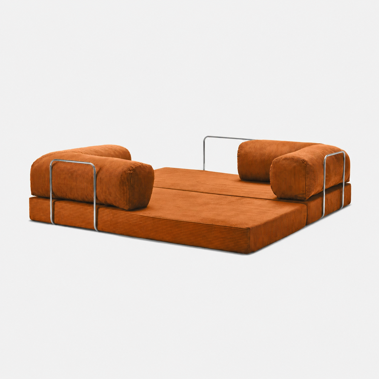 Canapé modulable velours côtelé 200X100 brun/orangé