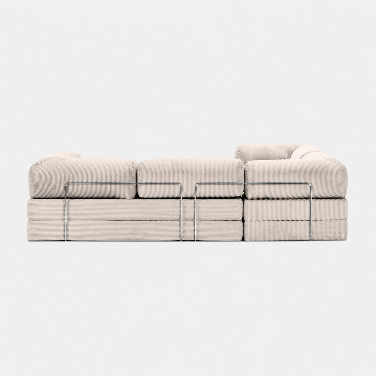 Canapé d'angle fermé modulable velours côtelé 300X200 blanc givre
