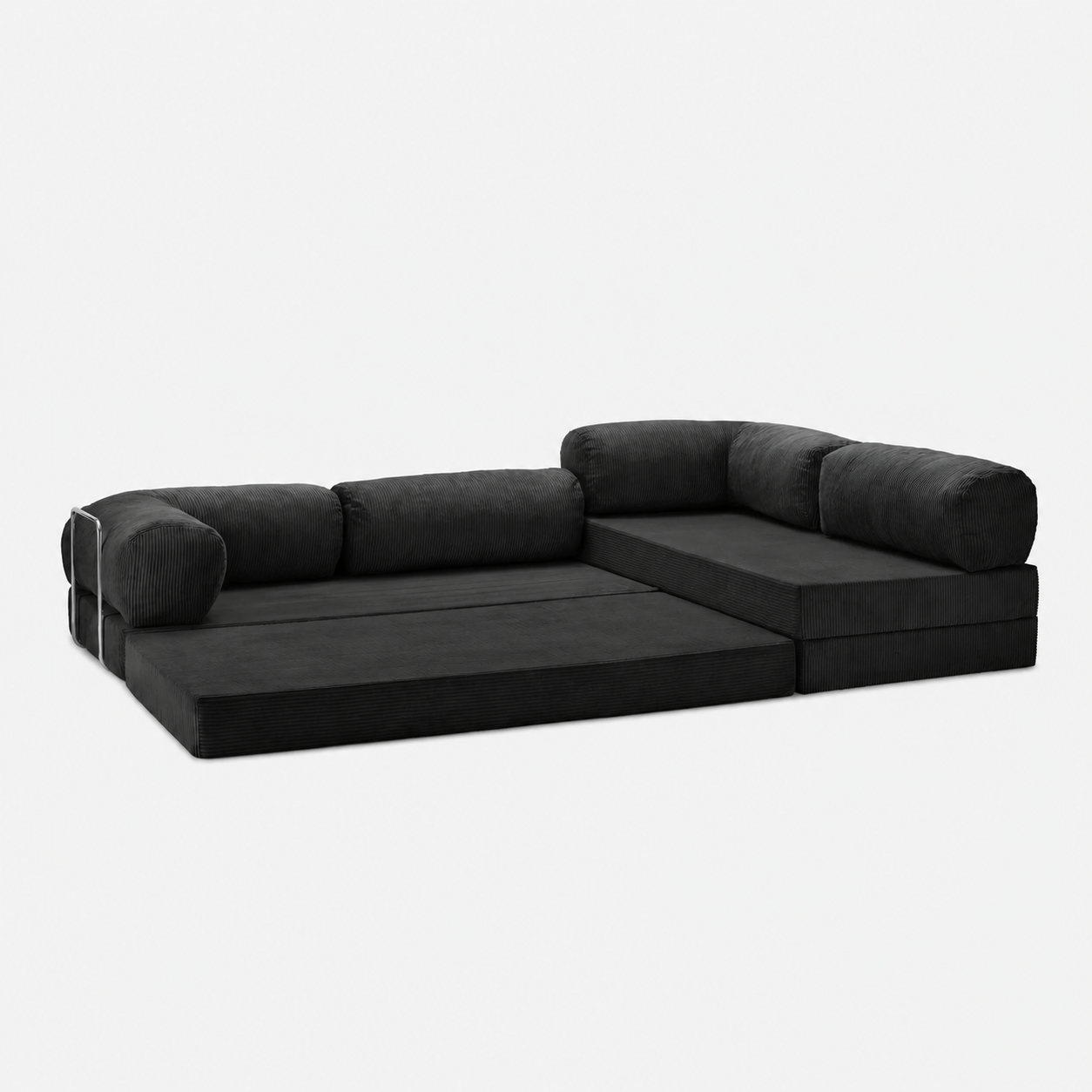 Canapé d'angle modulable velours côtelé 300X200 noir