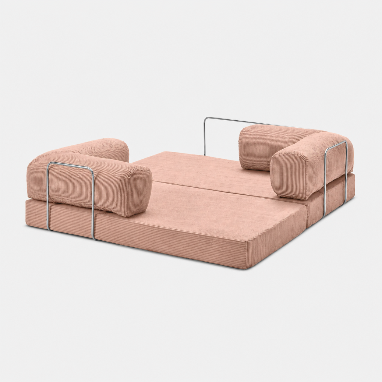Canapé modulable velours côtelé 200X100 rose poudré