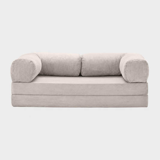 Canapé modulable velours côtelé 200X100 blanc givre
