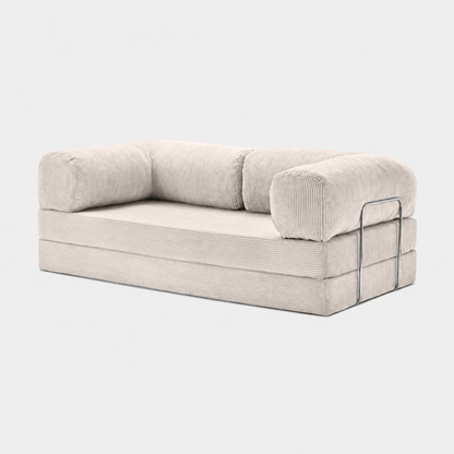 Canapé modulable velours côtelé 200X100 blanc givre