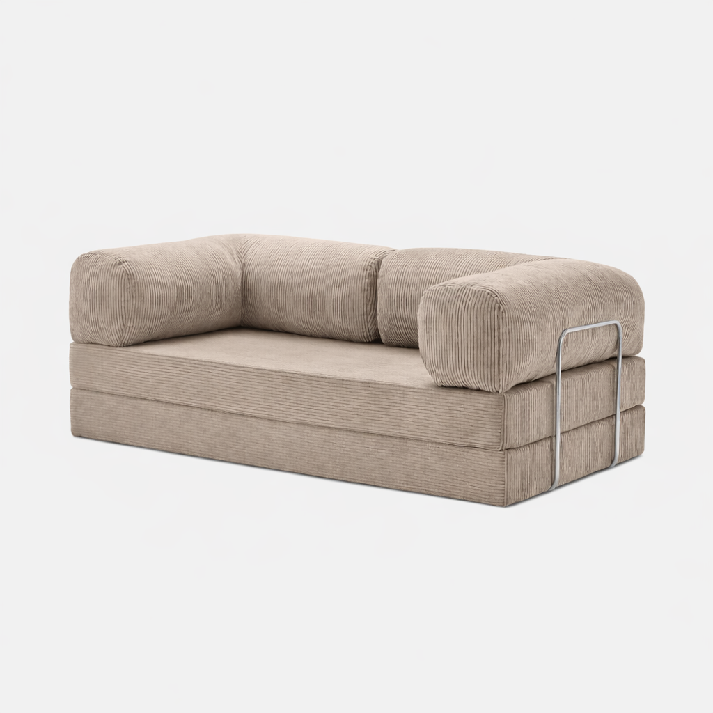 Canapé modulable velours côtelé 200X100 beige sable