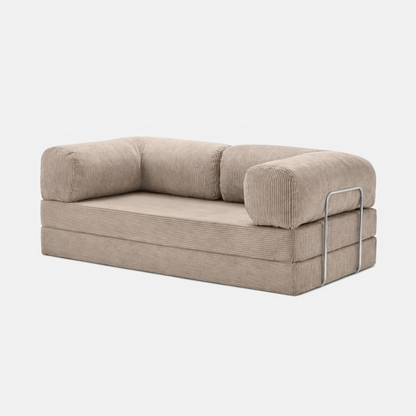 Canapé modulable velours côtelé 200X100 beige sable