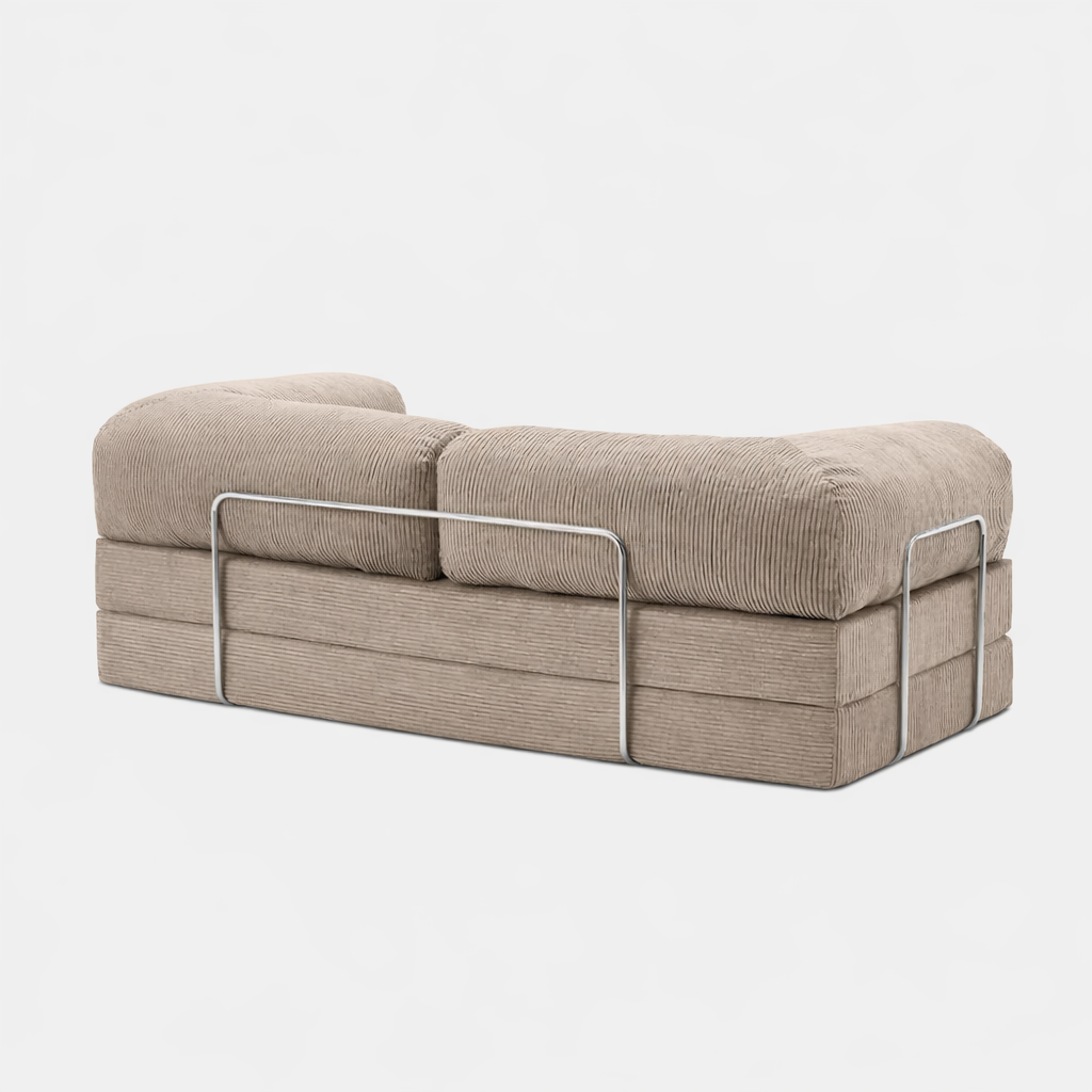 Canapé modulable velours côtelé 200X100 beige sable