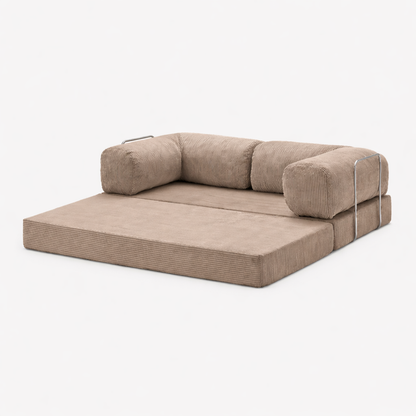 Canapé modulable velours côtelé 200X100 beige sable