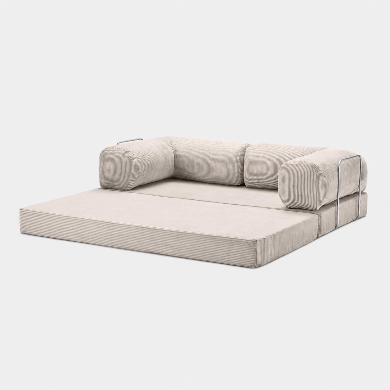 Canapé modulable velours côtelé 200X100 blanc givre