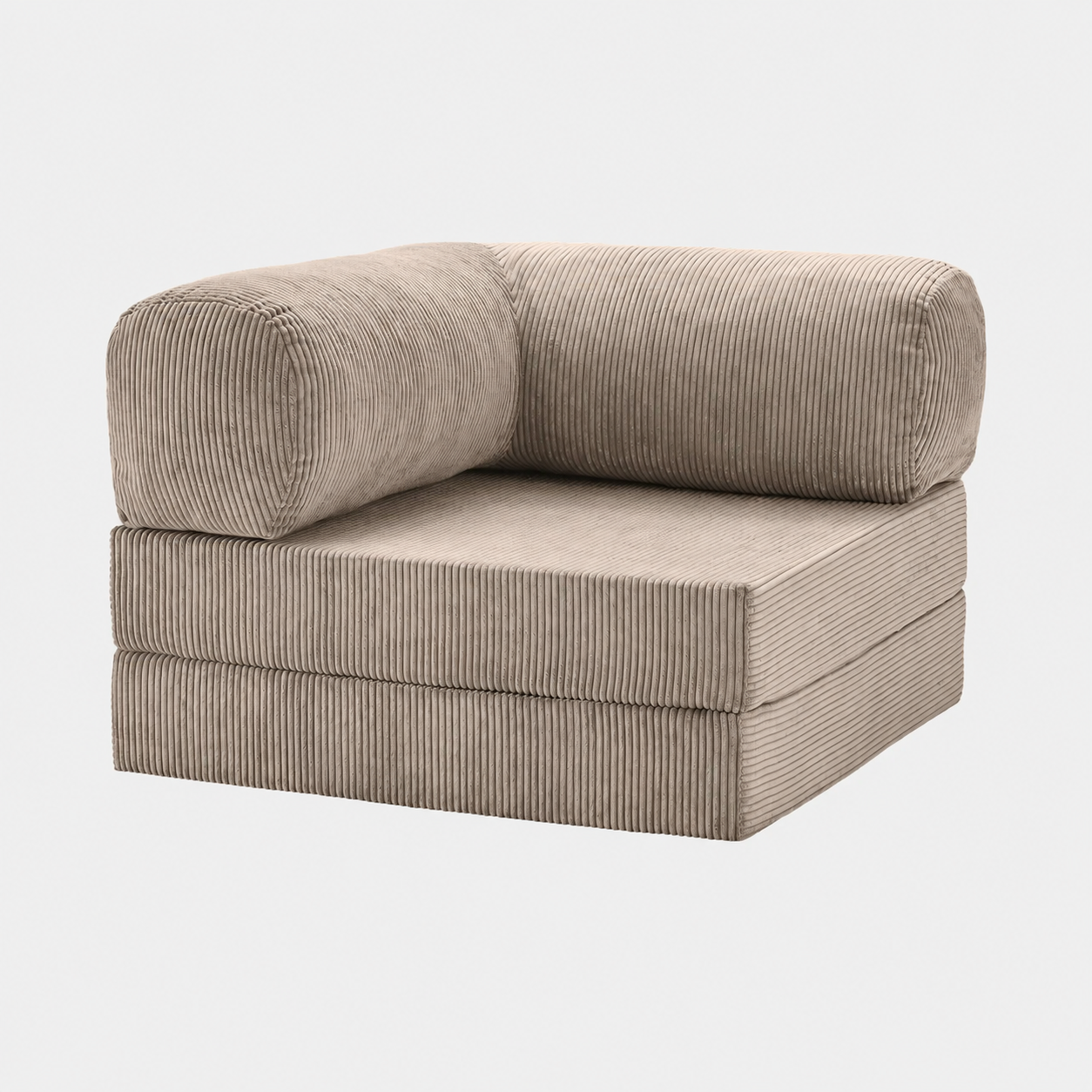 Fauteuil modulable velours côtelé 100X100 beige sable