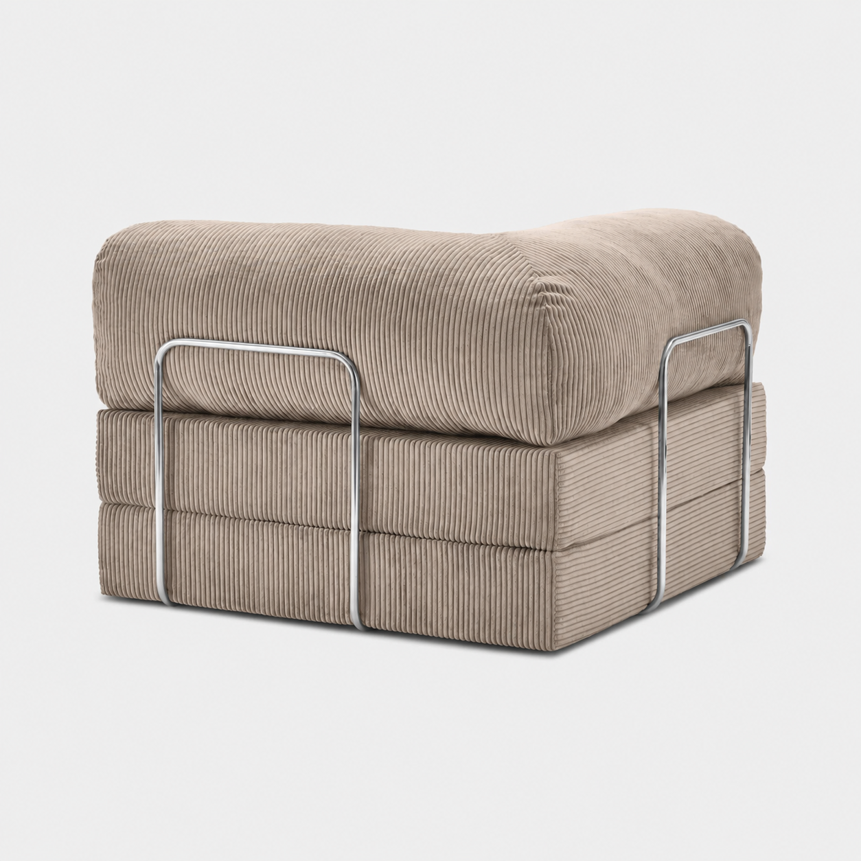 Fauteuil modulable velours côtelé 100X100 beige sable