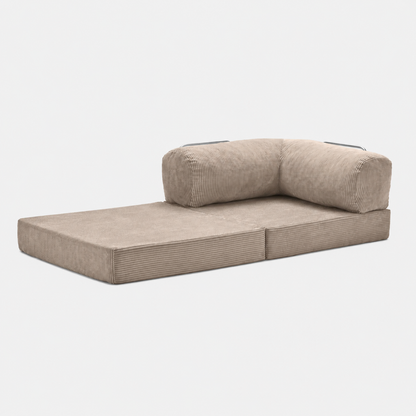 Fauteuil modulable velours côtelé 100X100 beige sable