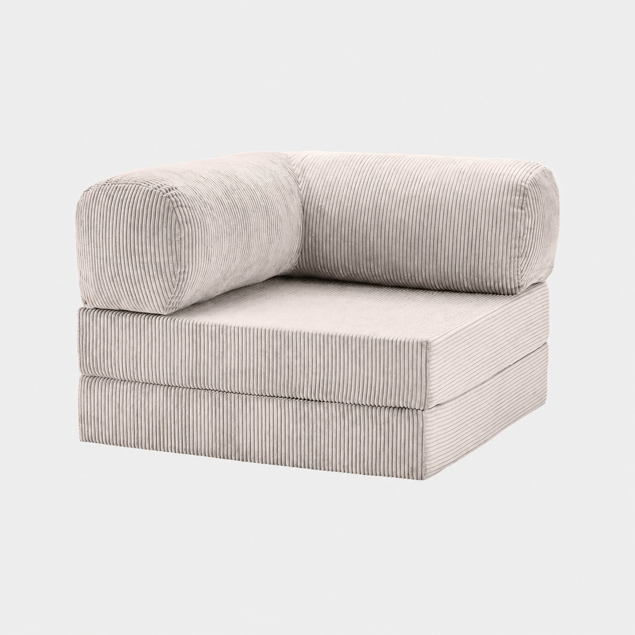 Fauteuil modulable velours côtelé 100X100 blanc givre