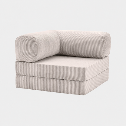 Fauteuil modulable velours côtelé 100X100 blanc givre