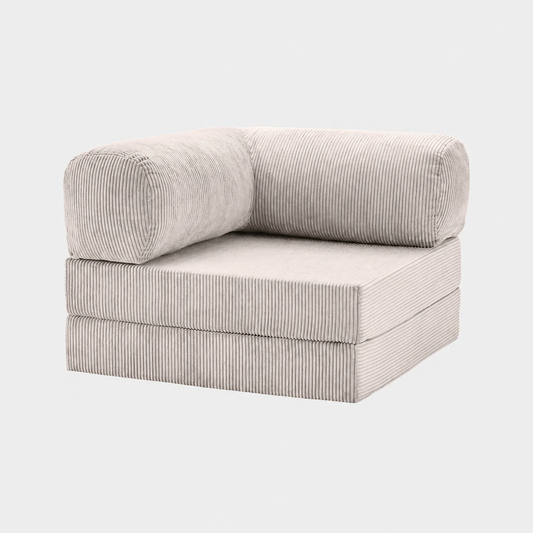 Fauteuil modulable velours côtelé 100X100 blanc givre