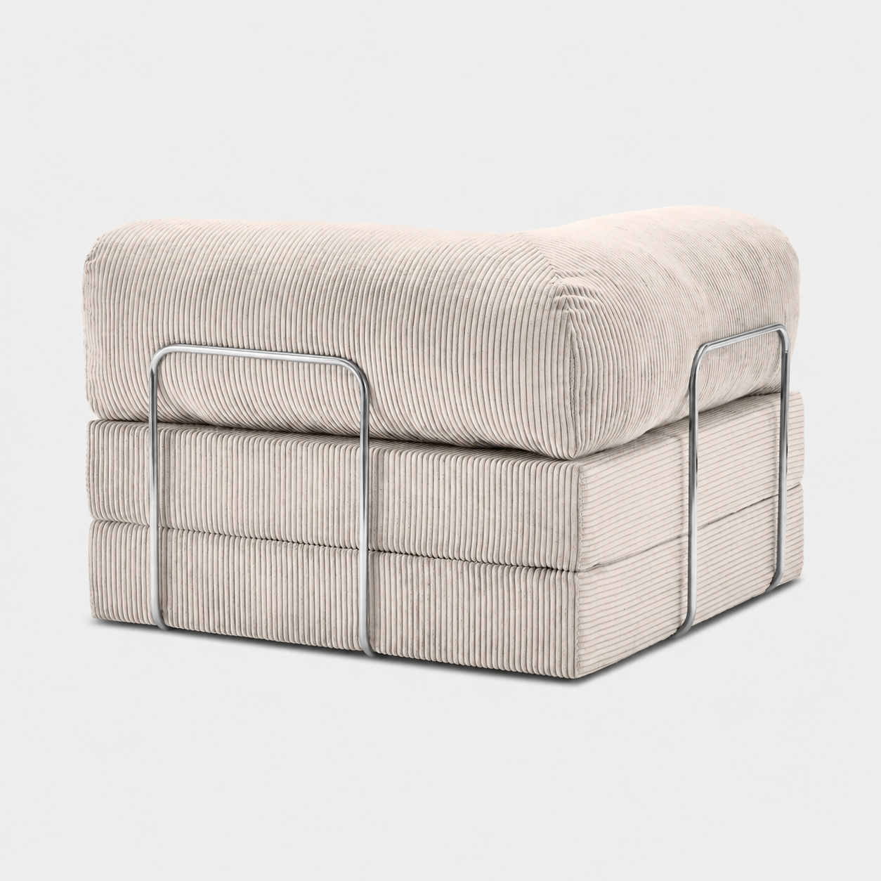 Fauteuil modulable velours côtelé 100X100 blanc givre
