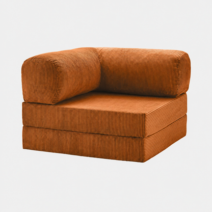 Fauteuil modulable velours côtelé 100X100 brun/orangé