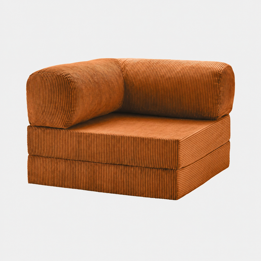 Fauteuil modulable velours côtelé 100X100 brun/orangé