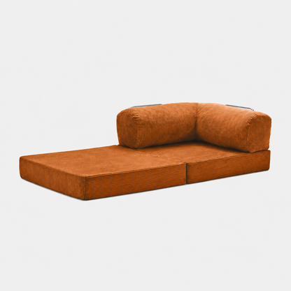 Fauteuil modulable velours côtelé 100X100 brun/orangé