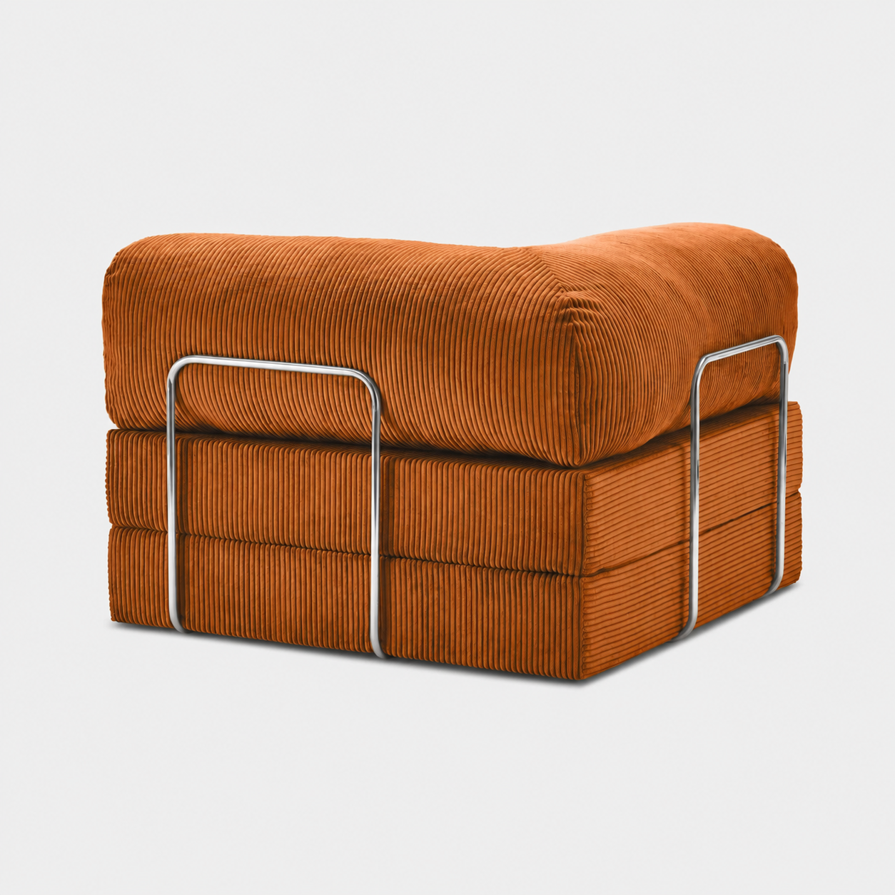 Fauteuil modulable velours côtelé 100X100 brun/orangé