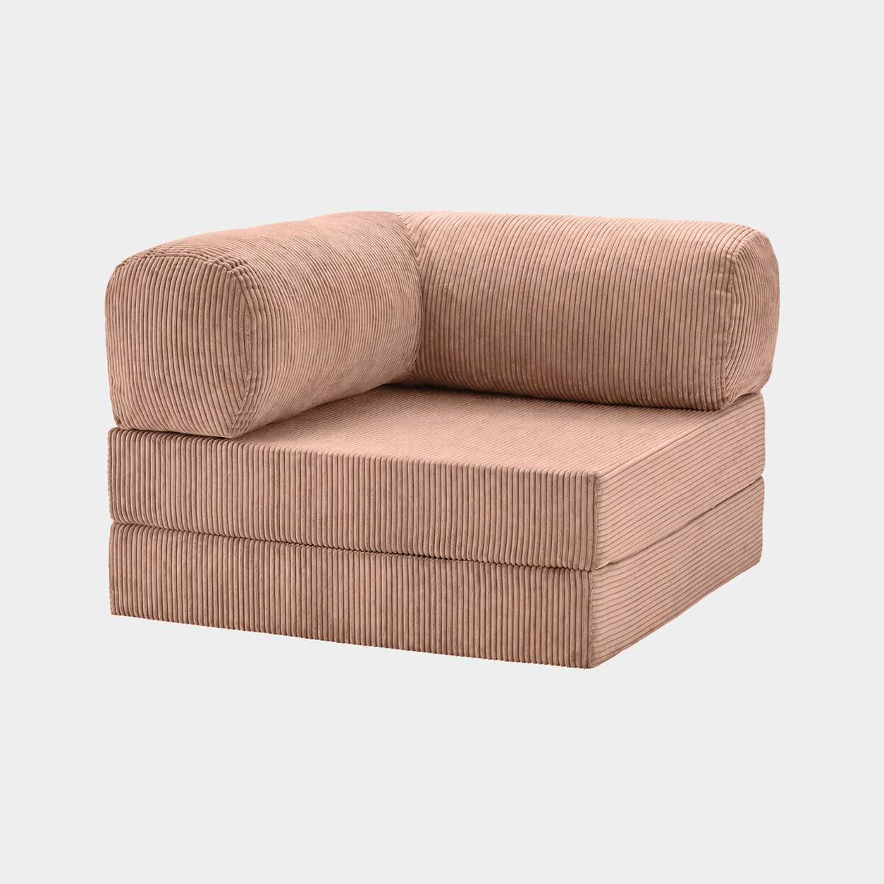 Fauteuil modulable velours côtelé 100X100 rose poudré