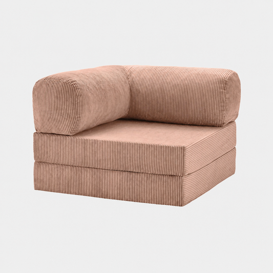Fauteuil modulable velours côtelé 100X100 rose poudré