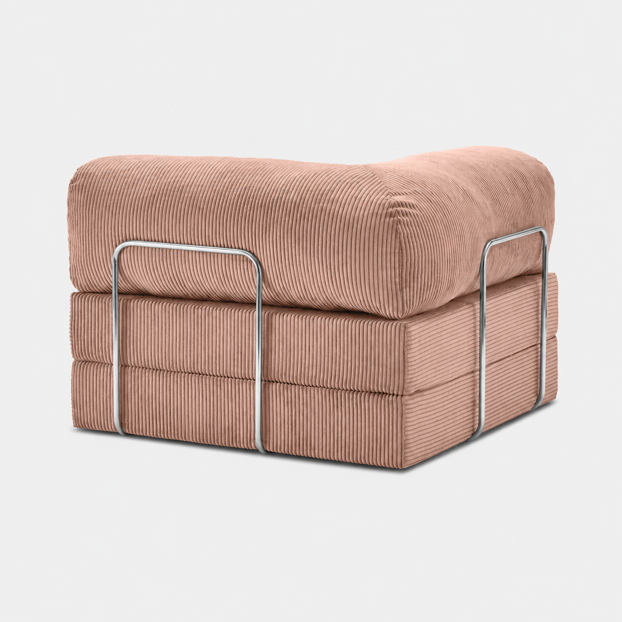 Fauteuil modulable velours côtelé 100X100 rose poudré