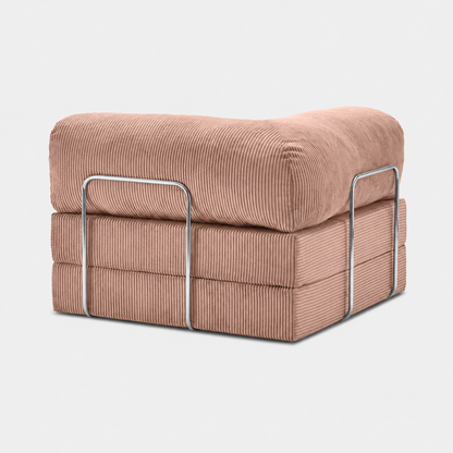 Fauteuil modulable velours côtelé 100X100 rose poudré