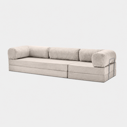 Canapé modulable velours côtelé 300X100 blanc givre
