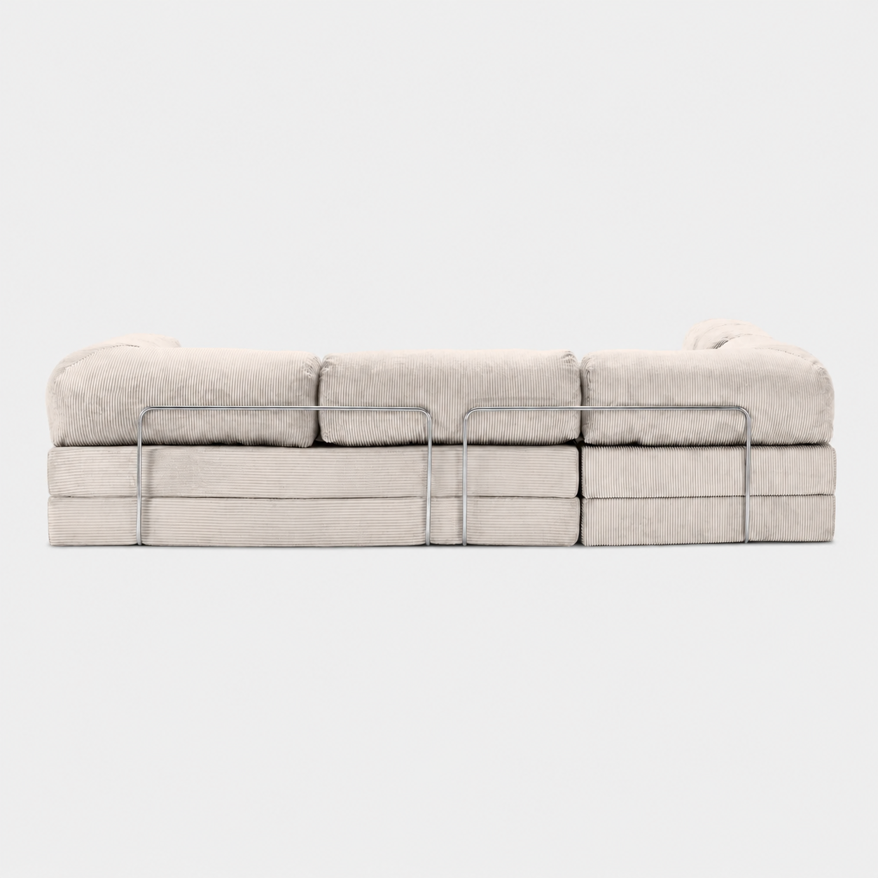 Canapé modulable velours côtelé 300X100 blanc givre