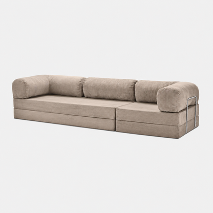 Canapé modulable velours côtelé 300X100 beige sable