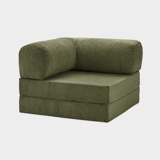 Fauteuil modulable velours côtelé 100X100 vert olive