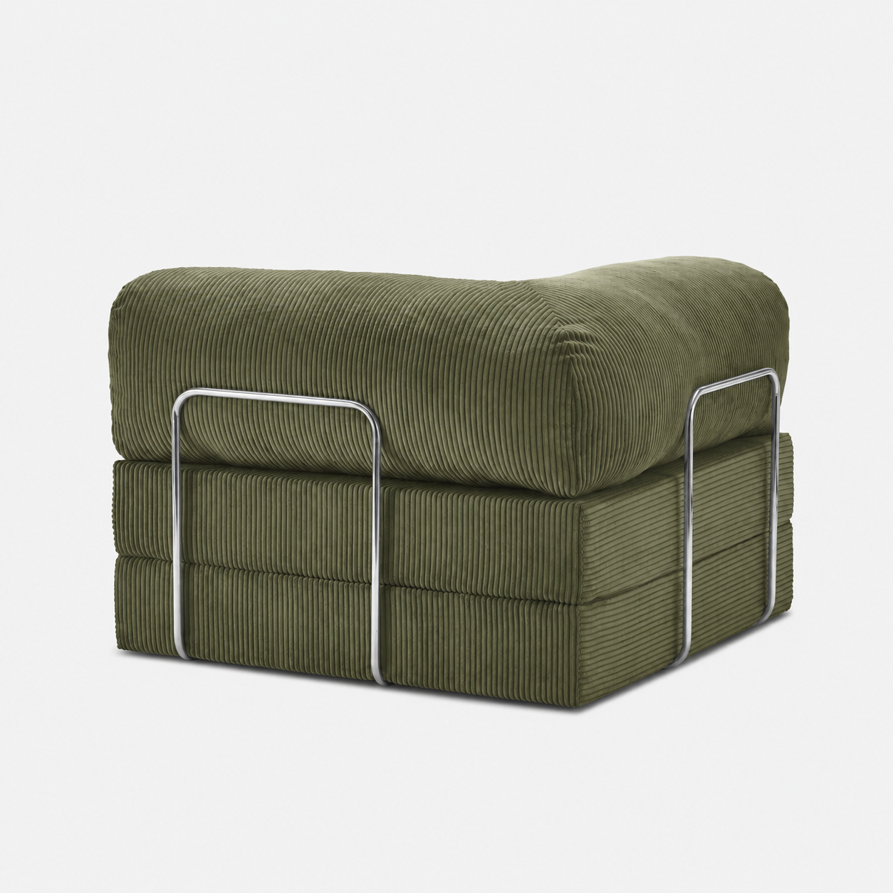 Fauteuil modulable velours côtelé 100X100 vert olive