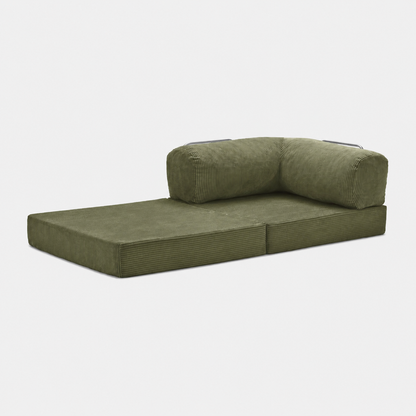 Fauteuil modulable velours côtelé 100X100 vert olive