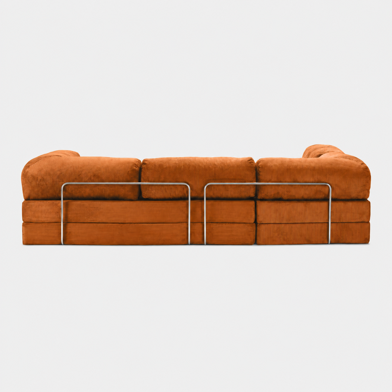 Canapé modulable velours côtelé 300X100 brun/orangé