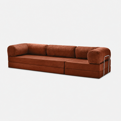 Canapé modulable velours côtelé 300X100 rouge brique