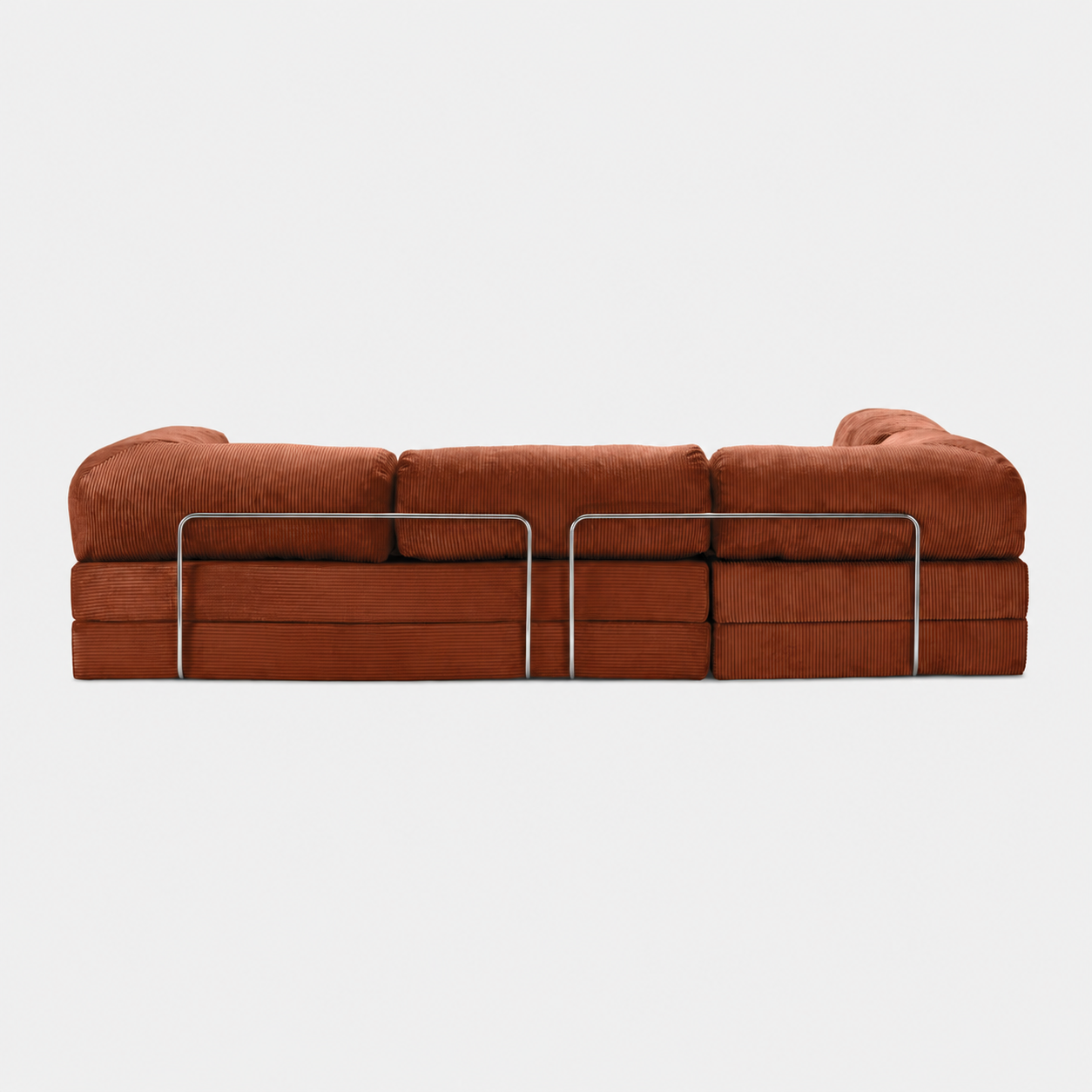 Canapé modulable velours côtelé 300X100 rouge brique