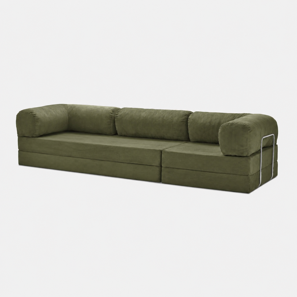 Canapé modulable velours côtelé 300X100 vert olive