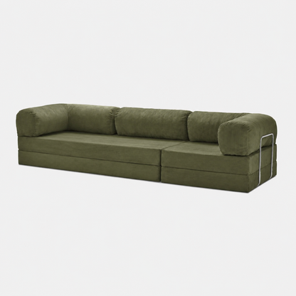 Canapé modulable velours côtelé 300X100 vert olive