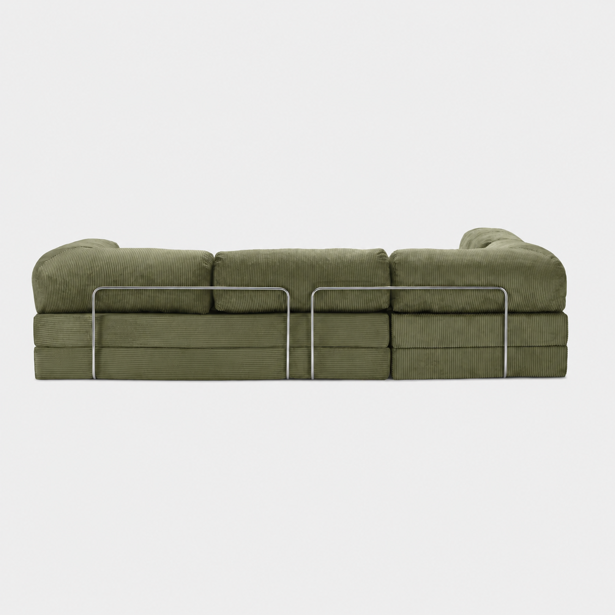 Canapé modulable velours côtelé 300X100 vert olive