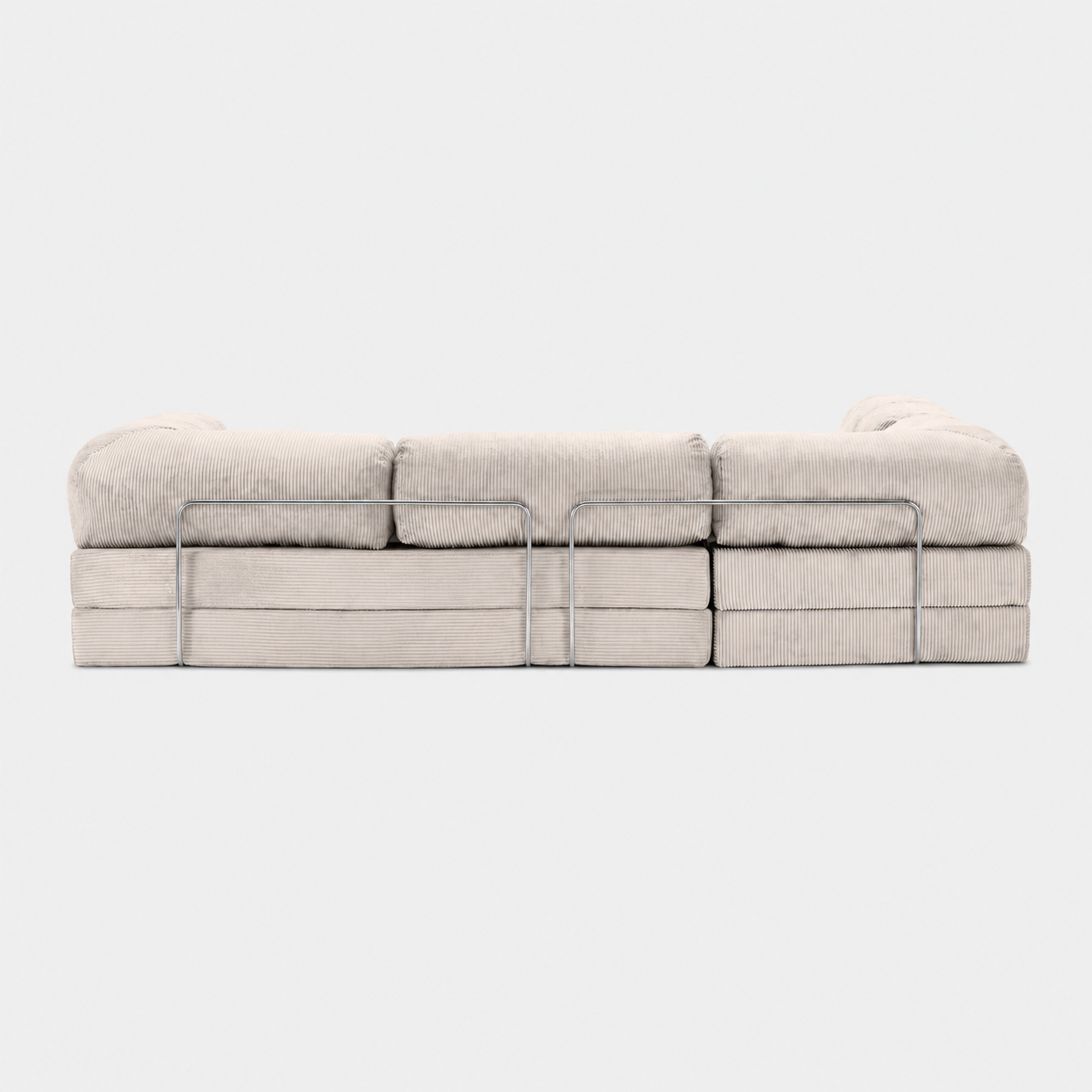 Canapé d'angle modulable velours côtelé 300X200 blanc givre