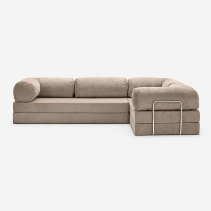 Canapé d'angle fermé modulable velours côtelé 300X200 beige sable