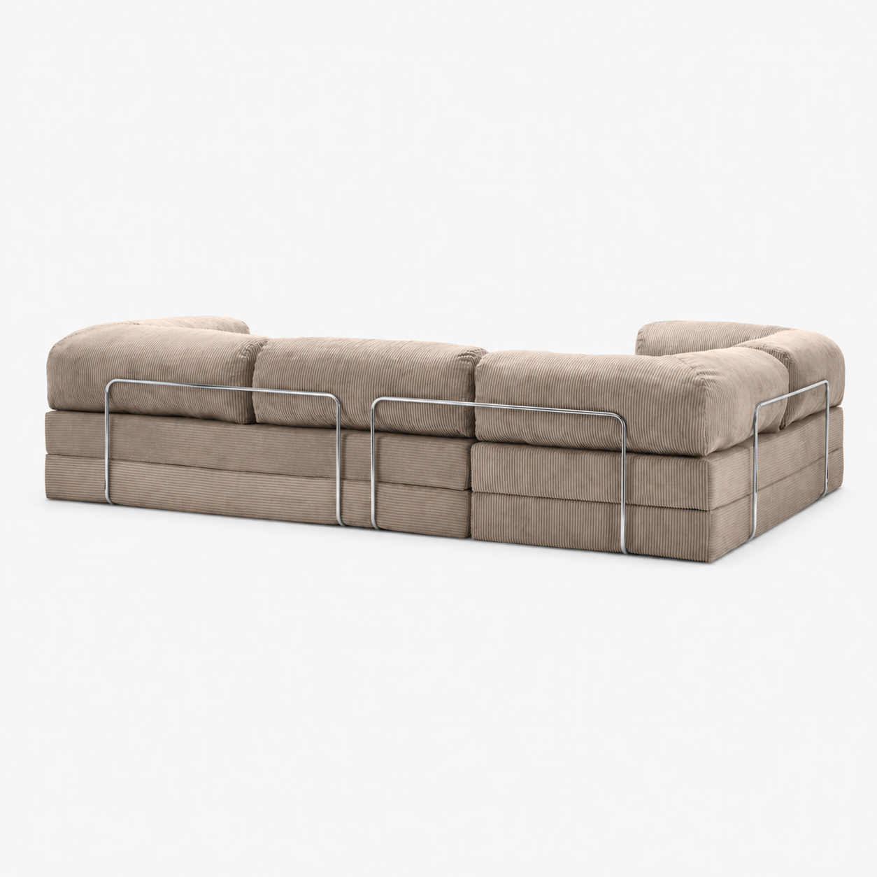 Canapé d'angle fermé modulable velours côtelé 300X200 beige sable