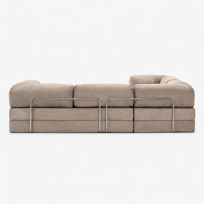 Canapé d'angle fermé modulable velours côtelé 300X200 beige sable