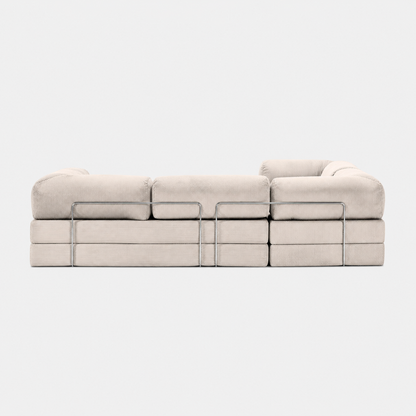 Canapé d'angle fermé modulable velours côtelé 300X200 blanc givre