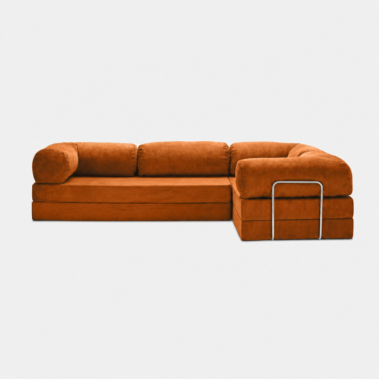 Canapé d'angle fermé modulable velours côtelé 300X200 brun/orangé