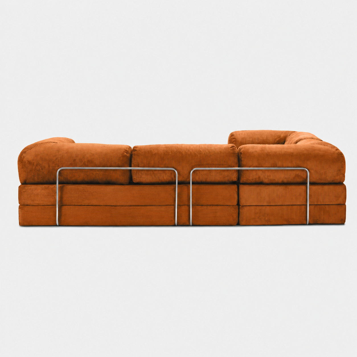 Canapé d'angle fermé modulable velours côtelé 300X200 brun/orangé