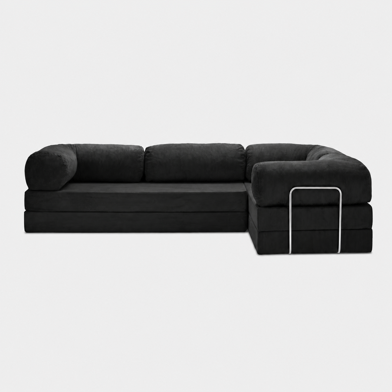 Canapé d'angle fermé modulable velours côtelé 300X200 noir