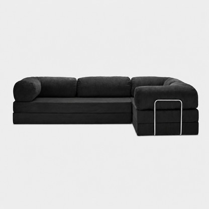 Canapé d'angle fermé modulable velours côtelé 300X200 noir